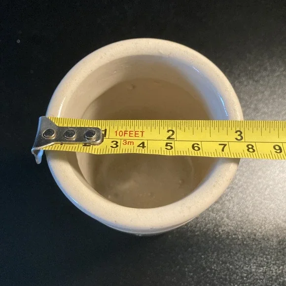 Vintage Stoneware Crock Utensil Holder MF G Stamp Cream Glaze Farmhouse Pottery - Picture 7 of 7